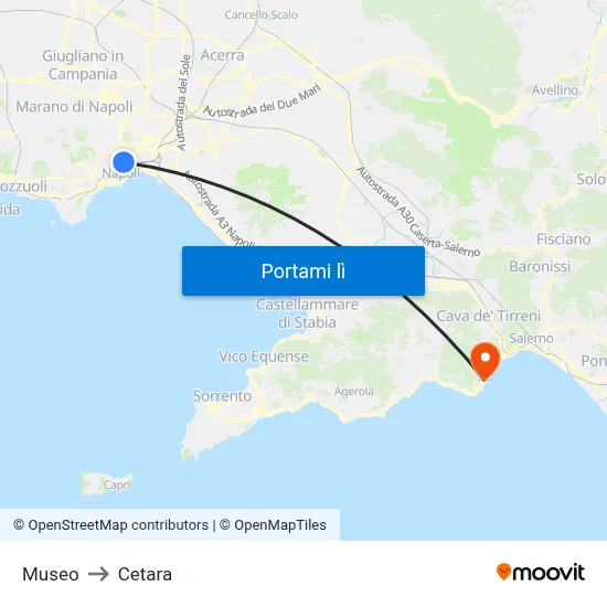 Museo to Cetara map