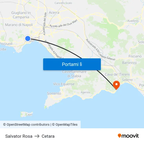 Salvator Rosa to Cetara map