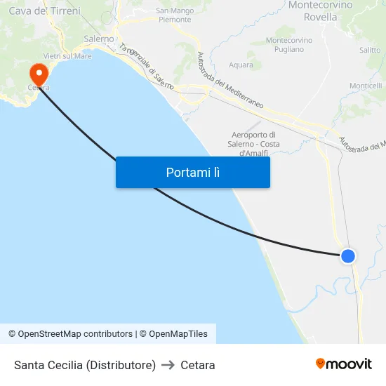 Santa Cecilia (Distributore) to Cetara map