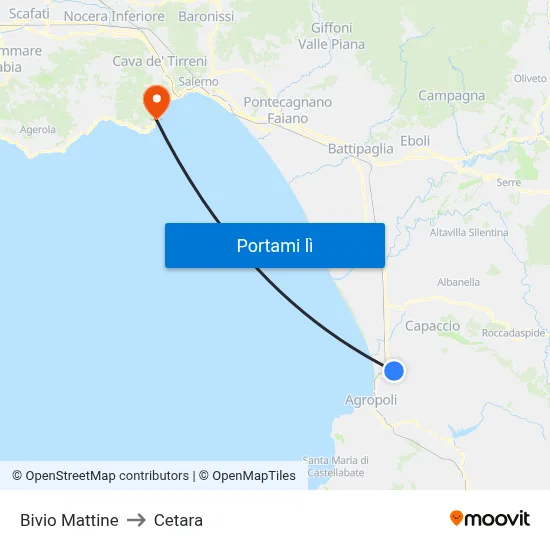 Bivio Mattine to Cetara map