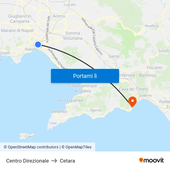 Centro Direzionale to Cetara map