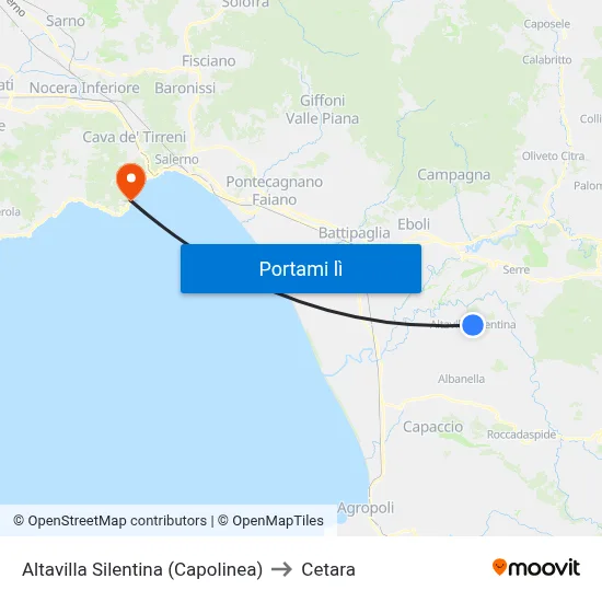 Altavilla Silentina (Capolinea) to Cetara map