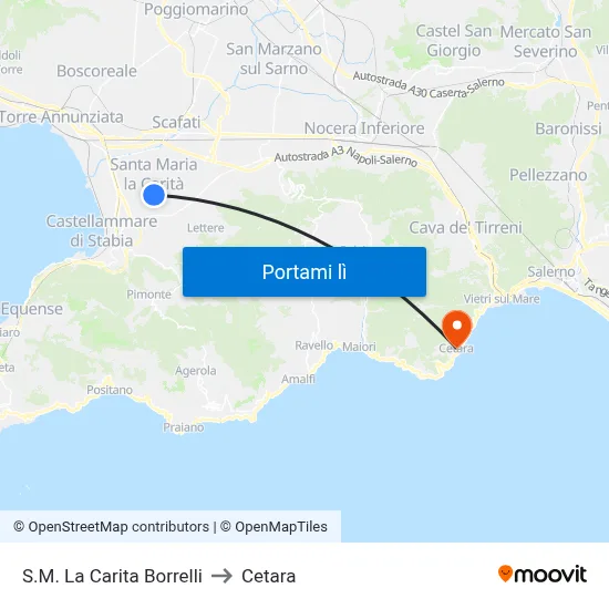 S.M. La Carita  Borrelli to Cetara map