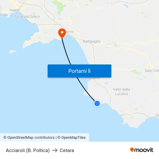 Acciaroli (B. Pollica) to Cetara map