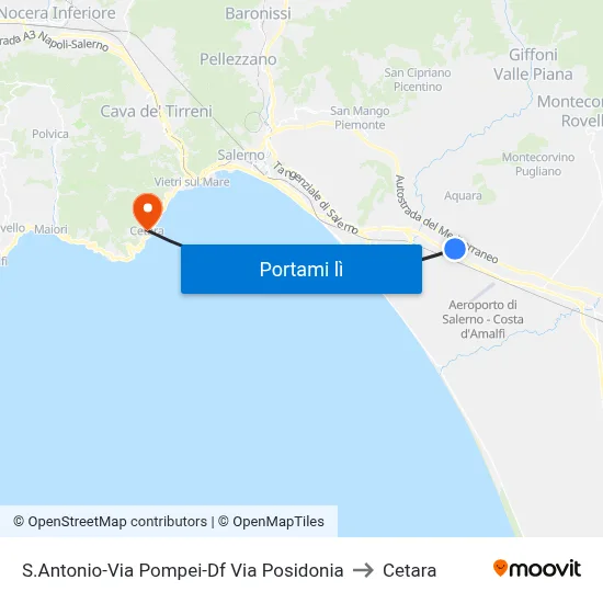 S.Antonio-Via Pompei-Df Via Posidonia to Cetara map