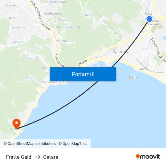 Fratte Galdi to Cetara map