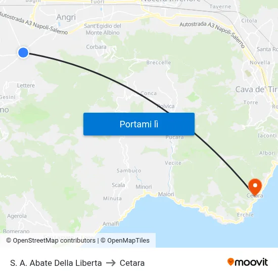 S. A. Abate Della Liberta to Cetara map