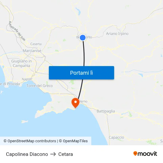 Capolinea Diacono to Cetara map
