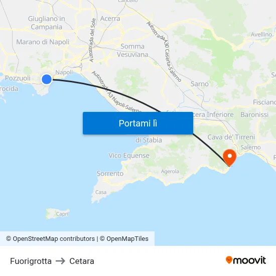 Fuorigrotta to Cetara map