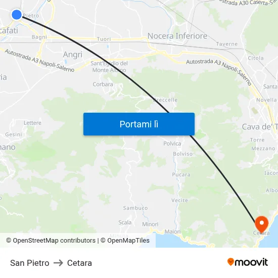 San Pietro to Cetara map