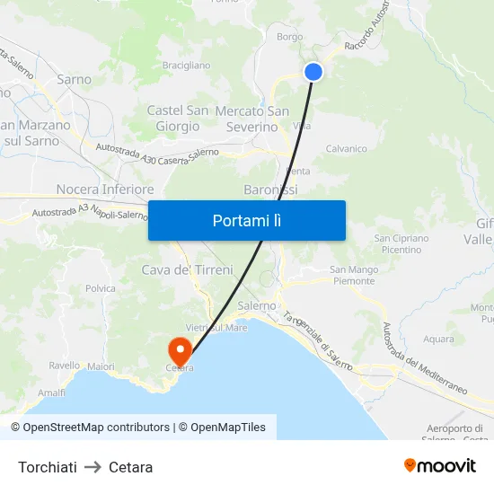 Torchiati to Cetara map