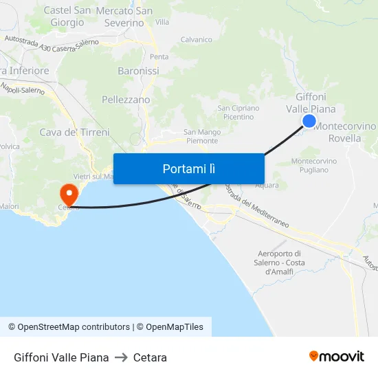 Giffoni Valle Piana to Cetara map