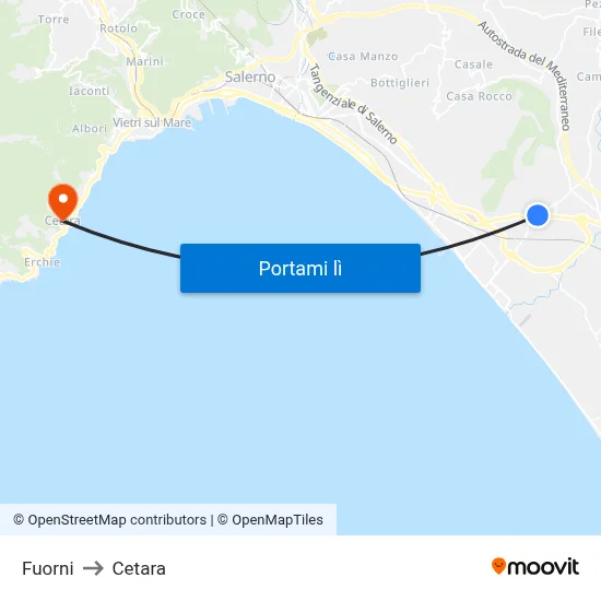 Fuorni to Cetara map