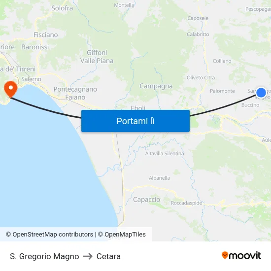 S. Gregorio Magno to Cetara map