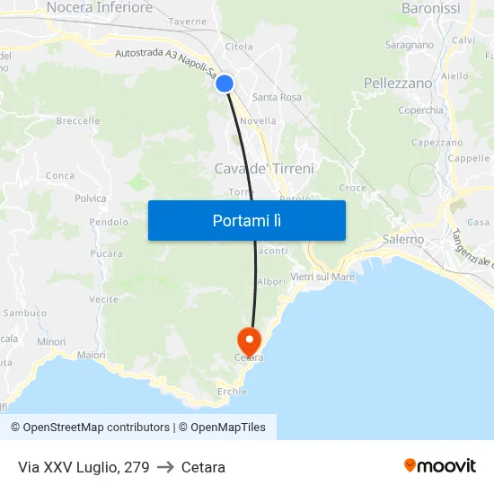 Via XXV Luglio, 279 to Cetara map