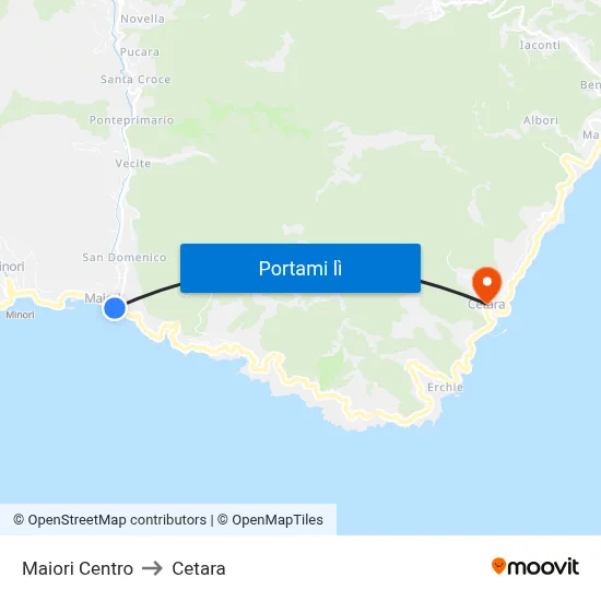 Maiori Centro to Cetara map