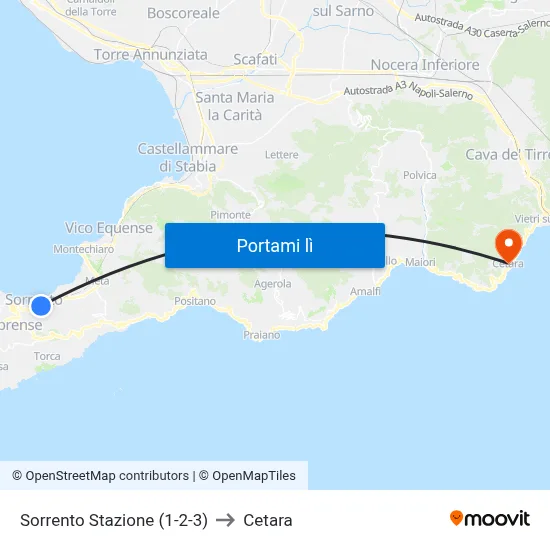 Sorrento Stazione (1-2-3) to Cetara map