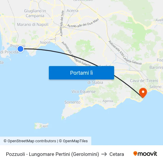Pozzuoli - Lungomare Pertini (Gerolomini) to Cetara map