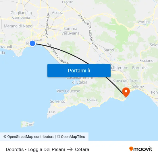 Depretis - Loggia Dei Pisani to Cetara map