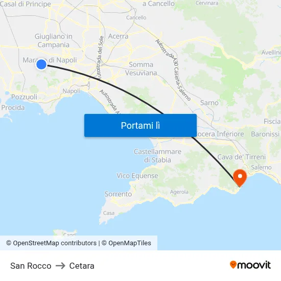 San Rocco to Cetara map