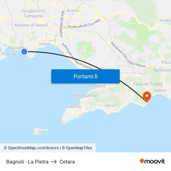 Bagnoli - La Pietra to Cetara map