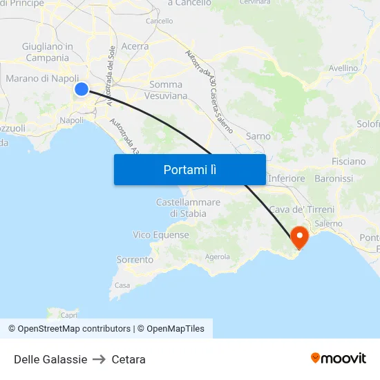 Delle Galassie to Cetara map
