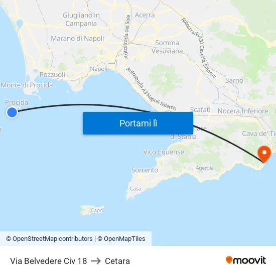 Via Belvedere Civ  18 to Cetara map