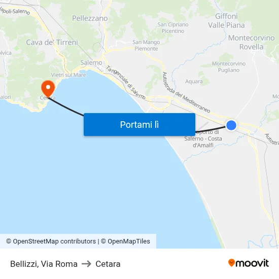 Bellizzi, Via Roma to Cetara map