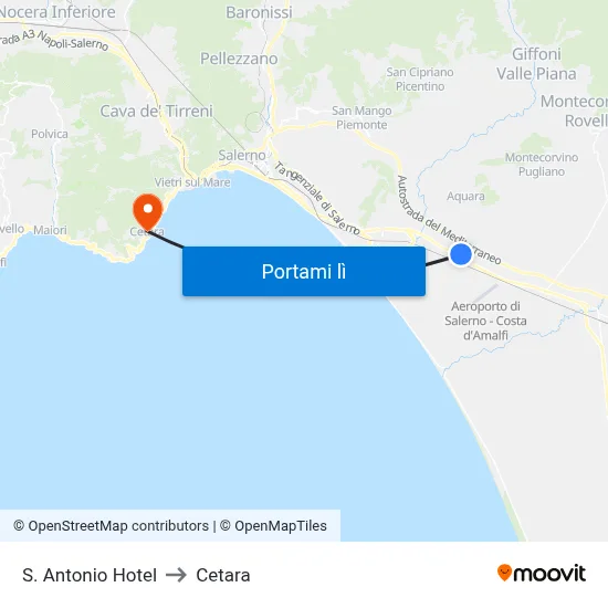 S. Antonio Hotel to Cetara map