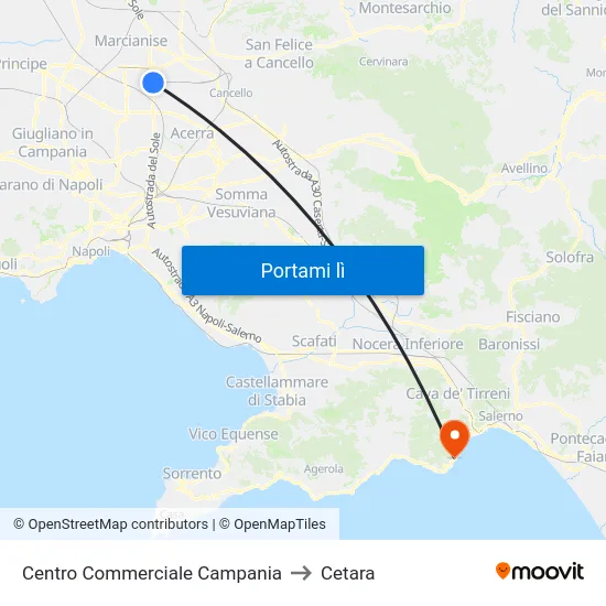 Centro Commerciale Campania to Cetara map