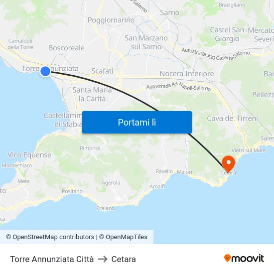 Torre Annunziata Città to Cetara map