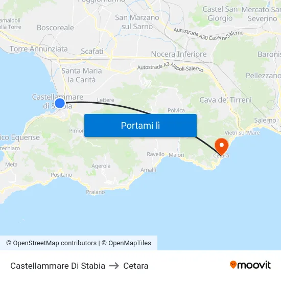 Castellammare Di Stabia to Cetara map