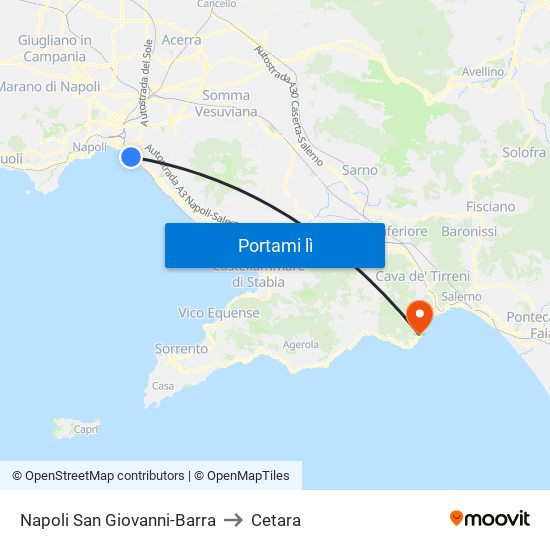 Napoli San Giovanni-Barra to Cetara map