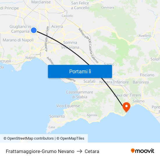 Frattamaggiore-Grumo Nevano to Cetara map