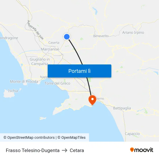 Frasso Telesino-Dugenta to Cetara map