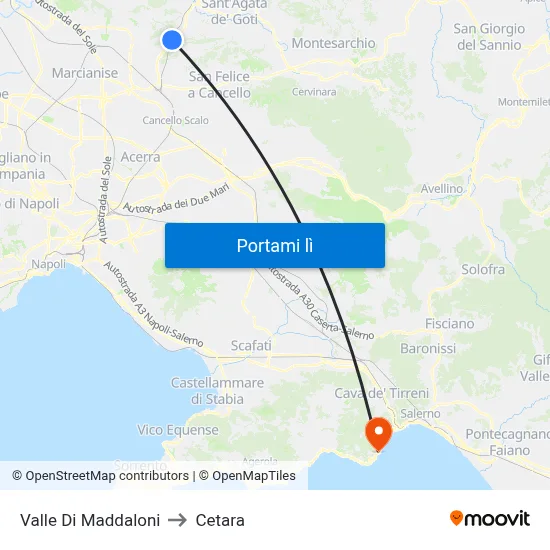 Valle Di Maddaloni to Cetara map