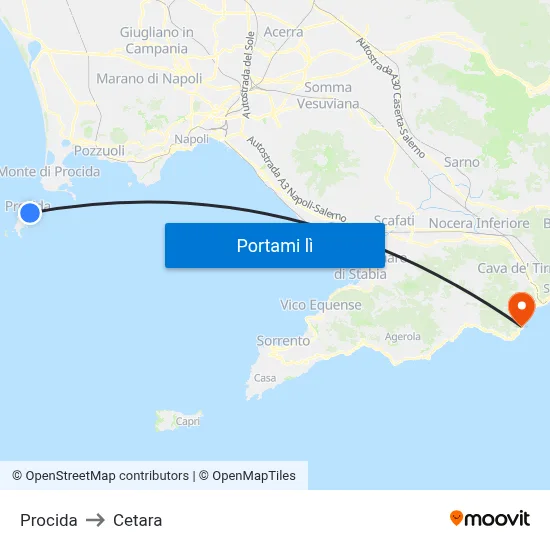 Procida to Cetara map