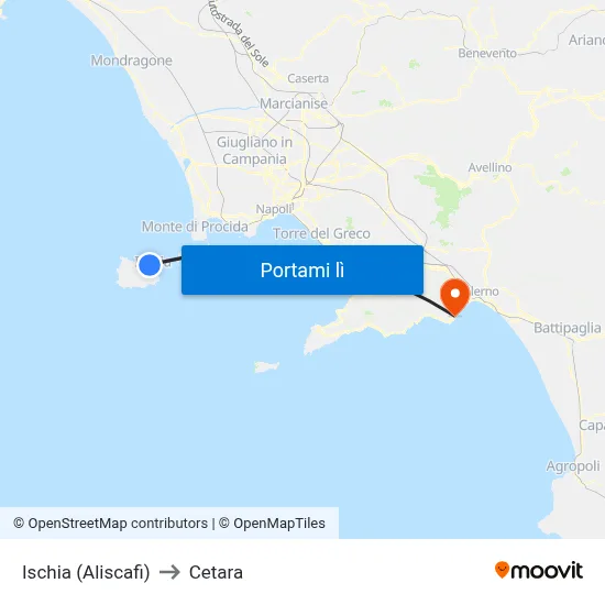 Ischia (Aliscafi) to Cetara map