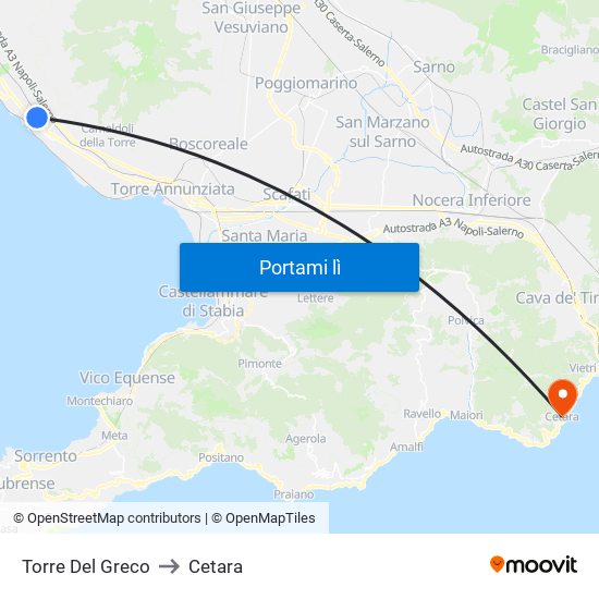 Torre Del Greco to Cetara map
