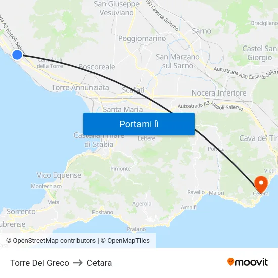 Torre Del Greco to Cetara map