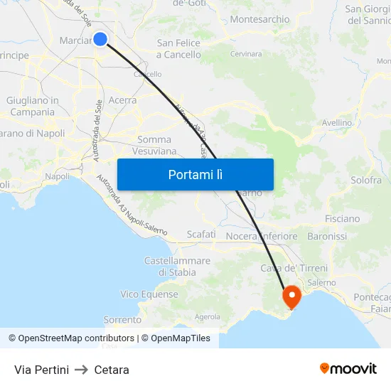 Via Pertini to Cetara map