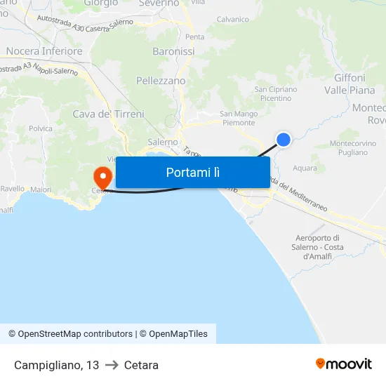 Campigliano, 13 to Cetara map