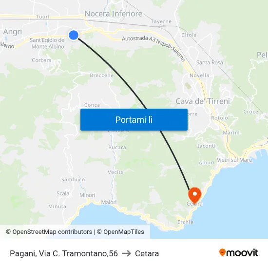Pagani, Via C. Tramontano,56 to Cetara map