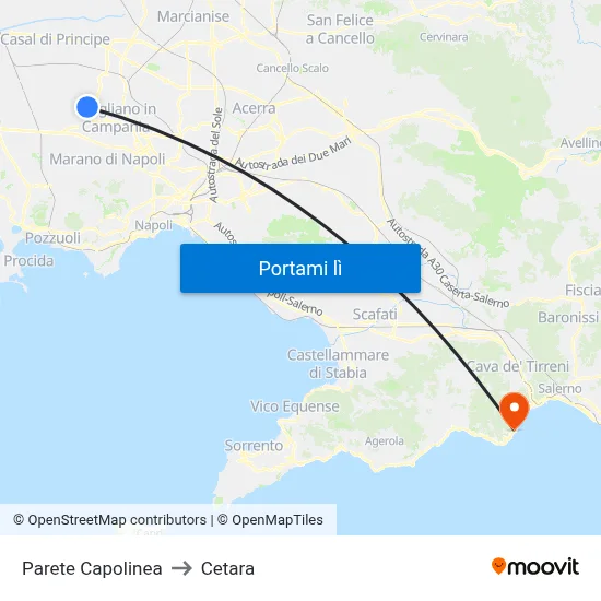 Parete Capolinea to Cetara map