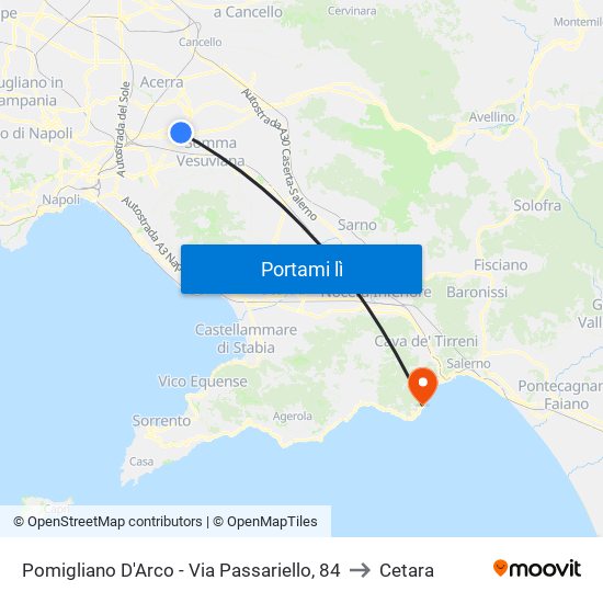 Pomigliano D'Arco - Via Passariello, 84 to Cetara map