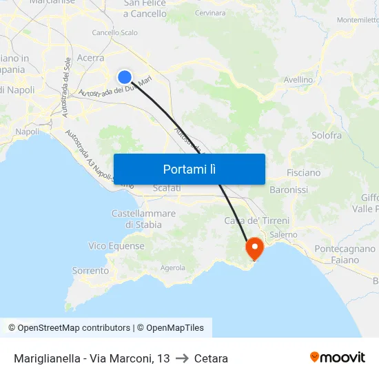 Mariglianella - Via Marconi, 13 to Cetara map