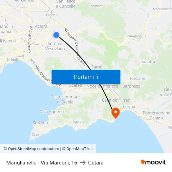 Mariglianella - Via Marconi, 16 to Cetara map