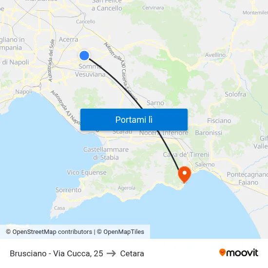 Brusciano - Via Cucca, 25 to Cetara map