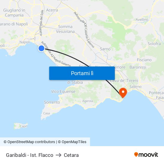 Garibaldi - Ist. Flacco to Cetara map