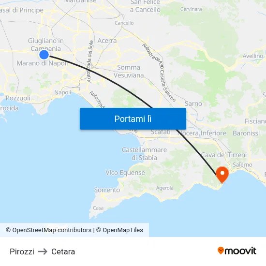 Pirozzi to Cetara map